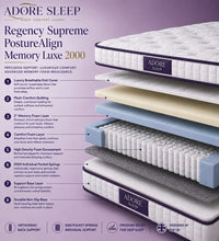 Adore Sleep Regency Supreme PostureAlign™ Memory Luxe 2000 Mattress