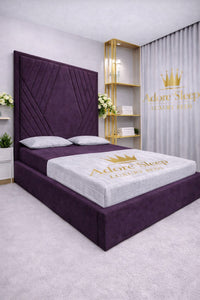 Naples Purple - Seraphina Luxe Geometric Upholstered Bed Frame | Luxury Designer Statement Bed