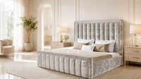Crushed Velvet Champagne - Buckingham Tailored Luxury Panelled Ottoman Storage Bed