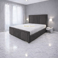 Naples Slate Grey - Riviera Maison Luxury Panelled Upholstered Bed Frame