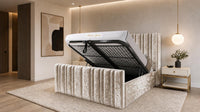Crushed Velvet Gold - Kensington Fluted Luxury Ottoman Storage Bed