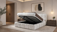 Crushed Velvet White - Aurelius Cloud Luxury Upholstered Ottoman Storage Bed