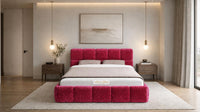 Crushed Velvet Red - Aurelius Cloud Luxury Upholstered Ottoman Storage Bed