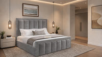 Plush Velvet Grey - Belgravia Regent Luxury Panelled Ottoman Storage Bed