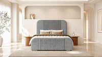 Naples Silver - Beaumont Arc Luxury Ribbed Ottoman Storage Bed