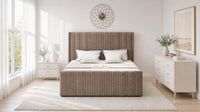 Naples Mink - Savoy Ribbed Luxury Ottoman Storage Bed