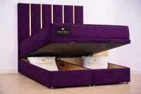 Naples Purple - Verona Luxe Ottoman Divan Storage Bed Frame – Luxury Upholstered Bed with Lift-Up Storage