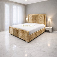 Crushed Velvet Gold - Riviera Maison Luxury Panelled Upholstered Bed Frame