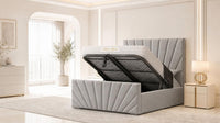 Naples Silver - Riviera Fan Luxury Sculpted Ottoman Storage Bed