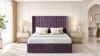 Naples Purple - Harrogate Gallery Luxury Winged Upholstered Bed Frame