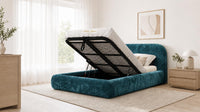 Crushed Velvet Teal - Ellington Curve Luxury Upholstered Ottoman Storage Bed
