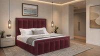 Plush Velvet Maroon - Belgravia Regent Luxury Panelled Ottoman Storage Bed