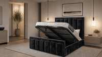 Crushed Velvet Black - Belgravia Regent Luxury Panelled Ottoman Storage Bed