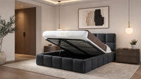 Naples Charcoal - Aurelius Cloud Luxury Upholstered Ottoman Storage Bed