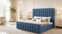 Naples Blue - Buckingham Tailored Luxury Panelled Ottoman Storage Bed