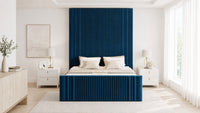 Naples Blue - Mayfair Grand Fluted Luxury Upholstered Bed Frame