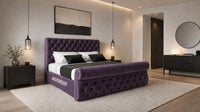 Naples Purple - Windsor Chesterfield Luxury Scroll Bed Frame