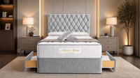Naples Silver - Regency Diamond Luxury Divan Bed – Deep Button-Tufted Headboard with Premium Upholstered Frame & Storage
