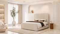 Naples Cream - Beaumont Arc Luxury Ribbed Ottoman Storage Bed