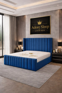 Naples Blue - Celestine Luxe Vertical Panel Upholstered Bed Frame