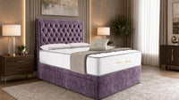 Naples Purple - Regency Chesterfield Luxe Divan Bed with Storage – Deep Buttoned Upholstered Bed Frame