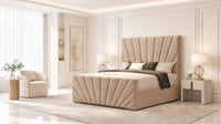 Naples Sand - Riviera Fan Luxury Sculpted Ottoman Storage Bed
