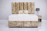 Crushed Velvet Gold - Celestine Luxe Ottoman Divan Bed Frame – Luxury Panelled Upholstered Bed