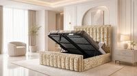 Crushed Velvet Gold - Buckingham Tailored Luxury Panelled Ottoman Storage Bed