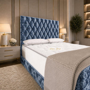 Crushed Velvet Denim Blue