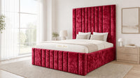Crushed Velvet Red - Knightsbridge Imperial Luxury Panelled Ottoman Storage Bed