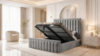 Plush Velvet Grey - Buckingham Tailored Luxury Panelled Ottoman Storage Bed