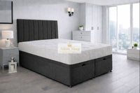 Naples Charcoal - Regency Lined Panel Luxury Solid Ottoman Storage Bed Frame