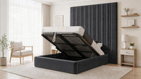 Naples Charcoal - Grosvenor Grand Channel Luxury Ottoman Storage Bed