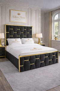 Naples Charcoal - Versailles Royale Luxe Upholstered Bed Frame