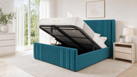 Plush Velvet Teal - Savoy Ribbed Luxury Ottoman Storage Bed
