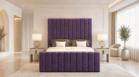 Naples Purple - Langham Column Luxury Panelled Ottoman Storage Bed
