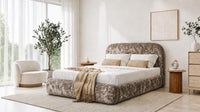 Crushed Velvet Mink - Ellington Curve Luxury Upholstered Ottoman Storage Bed