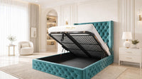 Plush Velvet Teal - Claridge Chesterfield Luxury Deep-Button Ottoman Storage Bed