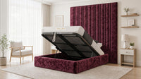 Crushed Velvet Aubergine - Grosvenor Grand Channel Luxury Ottoman Storage Bed