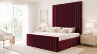 Plush Velvet Maroon - Mayfair Grand Fluted Luxury Upholstered Bed Frame