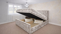 Crushed Velvet Champagne - Kensington Prestige Ottoman Divan Upholstered Bed Frame