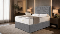 Naples Slate Grey - Aurelia Luxury Sunburst Divan Bed – Designer Upholstered Bed Frame