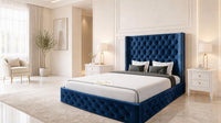 Plush Velvet Sapphire - Claridge Chesterfield Luxury Deep-Button Ottoman Storage Bed