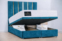 Plush Velvet Teal - Verona Luxe Ottoman Divan Storage Bed Frame – Luxury Upholstered Bed with Lift-Up Storage