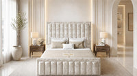 Crushed Velvet Cream - Buckingham Tailored Luxury Panelled Ottoman Storage Bed