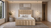 Plush Velvet Beige - Belgravia Regent Luxury Panelled Ottoman Storage Bed