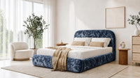 Crushed Velvet Denim Blue - Ellington Curve Luxury Upholstered Ottoman Storage Bed