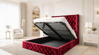 Crushed Velvet Red - Claridge Chesterfield Luxury Deep-Button Ottoman Storage Bed