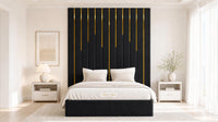Naples Black - Alisha Gold Strip Grandline Luxury Floor-Standing Ottoman Storage Bed