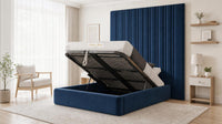 Plush Velvet Sapphire - Grosvenor Grand Channel Luxury Ottoman Storage Bed
